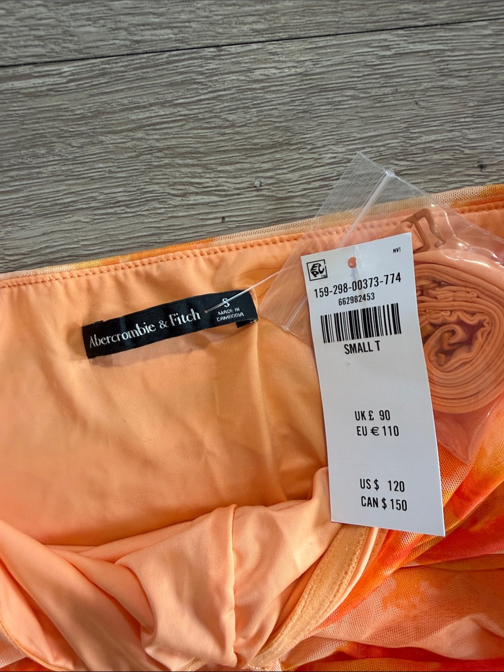 NWT Abercrombie & Fitch Strapless Orange Floral Midi Dress - Picture 3 of 6